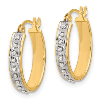 Sterling Silver 18K Gold-plated Diamond Mystique Oval Hoop Earrings