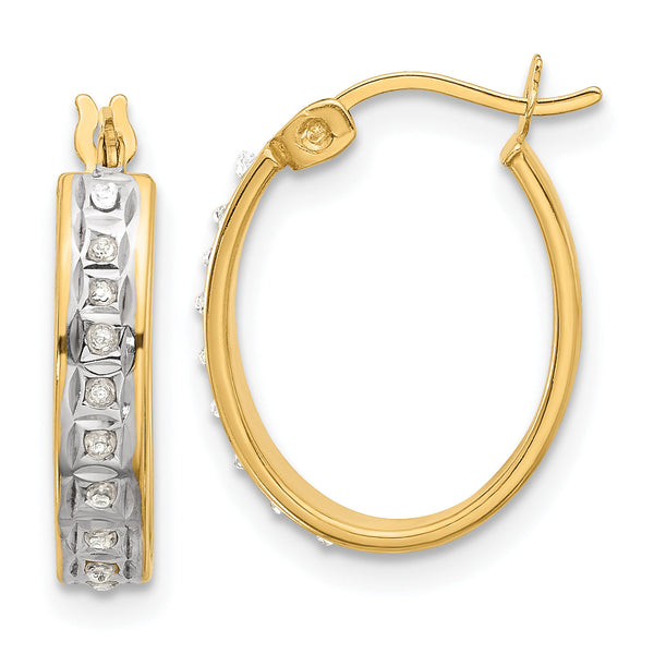 Sterling Silver 18K Gold-plated Diamond Mystique Oval Hoop Earrings