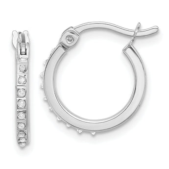 Sterling Silver Platinum-plated Diamond Mystique Hoop Earrings