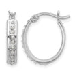 Sterling Silver Platinum-plated Diamond Mystique Oval Hoop Earrings - Birthstone Company