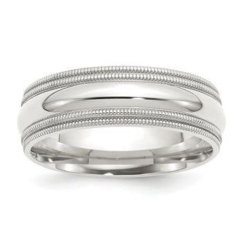 Sterling Silver 7mm Comfort Fit Double Milgrain Size 13.5 Band