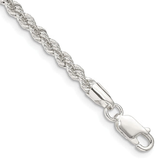 Sterling Silver 3mm Solid Rope Chain - Birthstone Company