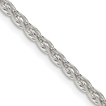 Sterling Silver 925 Diamond-Cut Spiga Chain Necklace 16 Polished Finish 22 in - Birthstone Company
