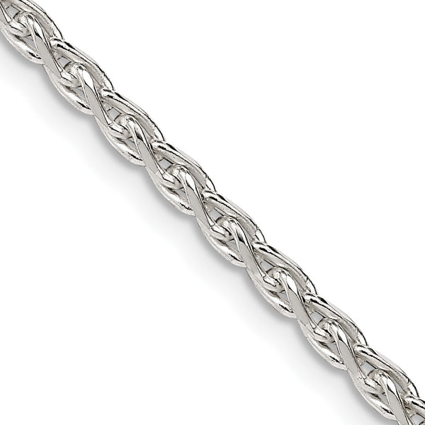 Sterling Silver 925 Diamond-Cut Spiga Chain Necklace 16 Polished Finish 22 in - Birthstone Company