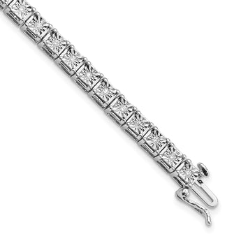 Sterling Silver Rhodium-plated Diam. Square Link Bracelet - Birthstone Company