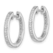 Sterling Silver Diamond Huggie Hoop Earrings with Rhodium Finish