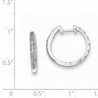 Sterling Silver Diamond Huggie Hoop Earrings with Rhodium Finish