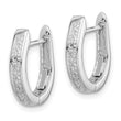 Sterling Silver Rhodium Diamond Hinged Hoop Earrings - Birthstone Company
