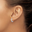 Sterling Silver Rhodium Diamond Hinged Hoop Earrings - Birthstone Company