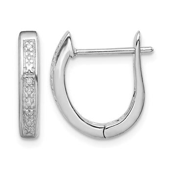 Sterling Silver Rhodium Diamond Hinged Hoop Earrings - Birthstone Company