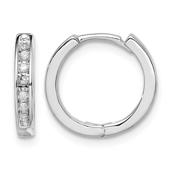 Sterling Silver Rhodium Diam. Huggie Earrings - Birthstone Company