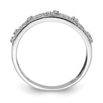 Sterling Silver Rhodium Plated Fancy Diamond Band