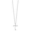 925 Sterling Silver Diamond Cross Necklace Polished Rhodium-Plated