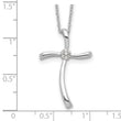 925 Sterling Silver Diamond Cross Necklace Polished Rhodium-Plated