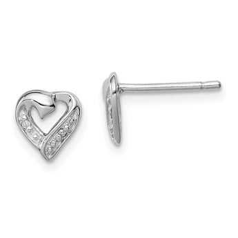 Diamond Heart Stud Earrings in Sterling Silver