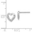 Sterling Silver Rhodium Diamond Heart Post Earrings
