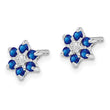 Sapphire & Diamond Button Stud Earrings in Sterling Silver