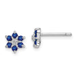 Sapphire & Diamond Button Stud Earrings in Sterling Silver