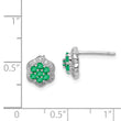 Sterling Silver Emerald & Diamond Earrings, Polished Cluster Design