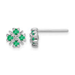 Sterling Silver Rhodium Emerald & Diamond Post Earrings - Birthstone Company