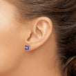 Sterling Silver Rhodium Plated Amethyst Flower Post Earrings - Birthstone Company