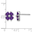 Sterling Silver Rhodium Plated Amethyst Flower Post Earrings - Birthstone Company