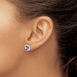 Sterling Silver Rhodium Plated Amethyst and Diamond Post Earrings - Birthstone Company