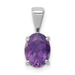 Sterling Silver Rhodium Plated Amethyst Pendant - Birthstone Company