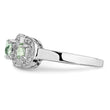 Sterling Silver Rhodium Green Quartz & Diamond Ring