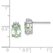 Sterling Silver Rhodium-Plated Green Quartz and Diamond Button Earrings