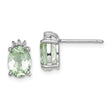 Sterling Silver Rhodium-Plated Green Quartz and Diamond Button Earrings