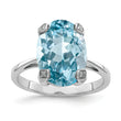 Sterling Silver Rhodium Light Swiss Blue Topaz Diamond Ring