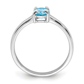 Sterling Silver Rhodium Light Swiss Blue Topaz Ring
