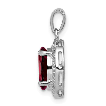Sterling Silver Rhodium Garnet & Diamond Pendant - Birthstone Company
