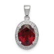 Sterling Silver Rhodium Garnet & Diamond Pendant - Birthstone Company