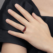 Sterling Silver Rhodium Garnet Ring