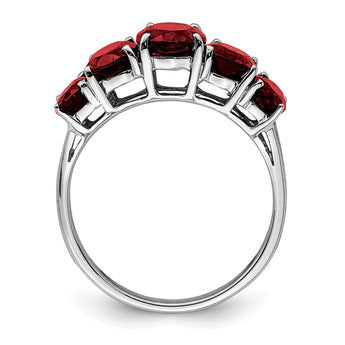 Sterling Silver Rhodium-plated Garnet Ring - Birthstone Company