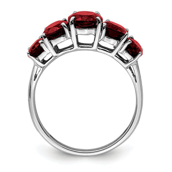 Sterling Silver Rhodium Garnet Ring