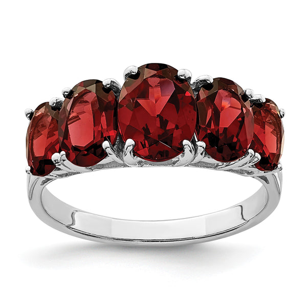 Sterling Silver Rhodium-plated Garnet Ring - Birthstone Company