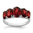 Sterling Silver Rhodium Garnet Ring