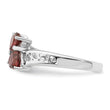 Sterling Silver Rhodium Garnet Heart Ring