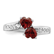 Sterling Silver Rhodium Garnet Heart Ring