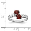 Sterling Silver Rhodium Garnet Heart Ring - Birthstone Company