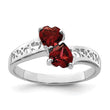 Sterling Silver Rhodium Garnet Heart Ring - Birthstone Company