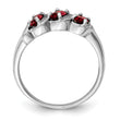 Sterling Silver Rhodium-plated 3 Stone Garnet & Diamond Ring - Birthstone Company