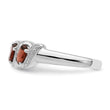 Sterling Silver Rhodium-plated 3 Stone Garnet & Diamond Ring - Birthstone Company