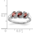 Sterling Silver Rhodium-plated 3 Stone Garnet & Diamond Ring - Birthstone Company