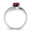 Sterling Silver Rhodium-plated Garnet & Diamond Ring