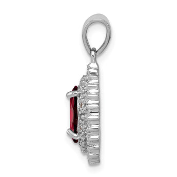 Sterling Silver Rhodium Garnet & Diamond Pendant - Birthstone Company