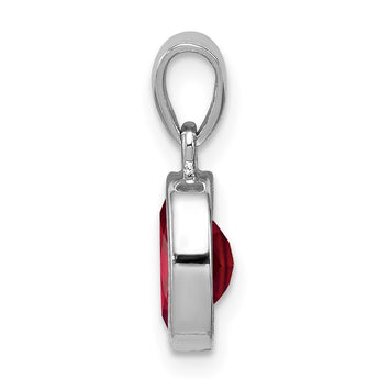 Sterling Silver Rhodium Garnet Pendant - Birthstone Company
